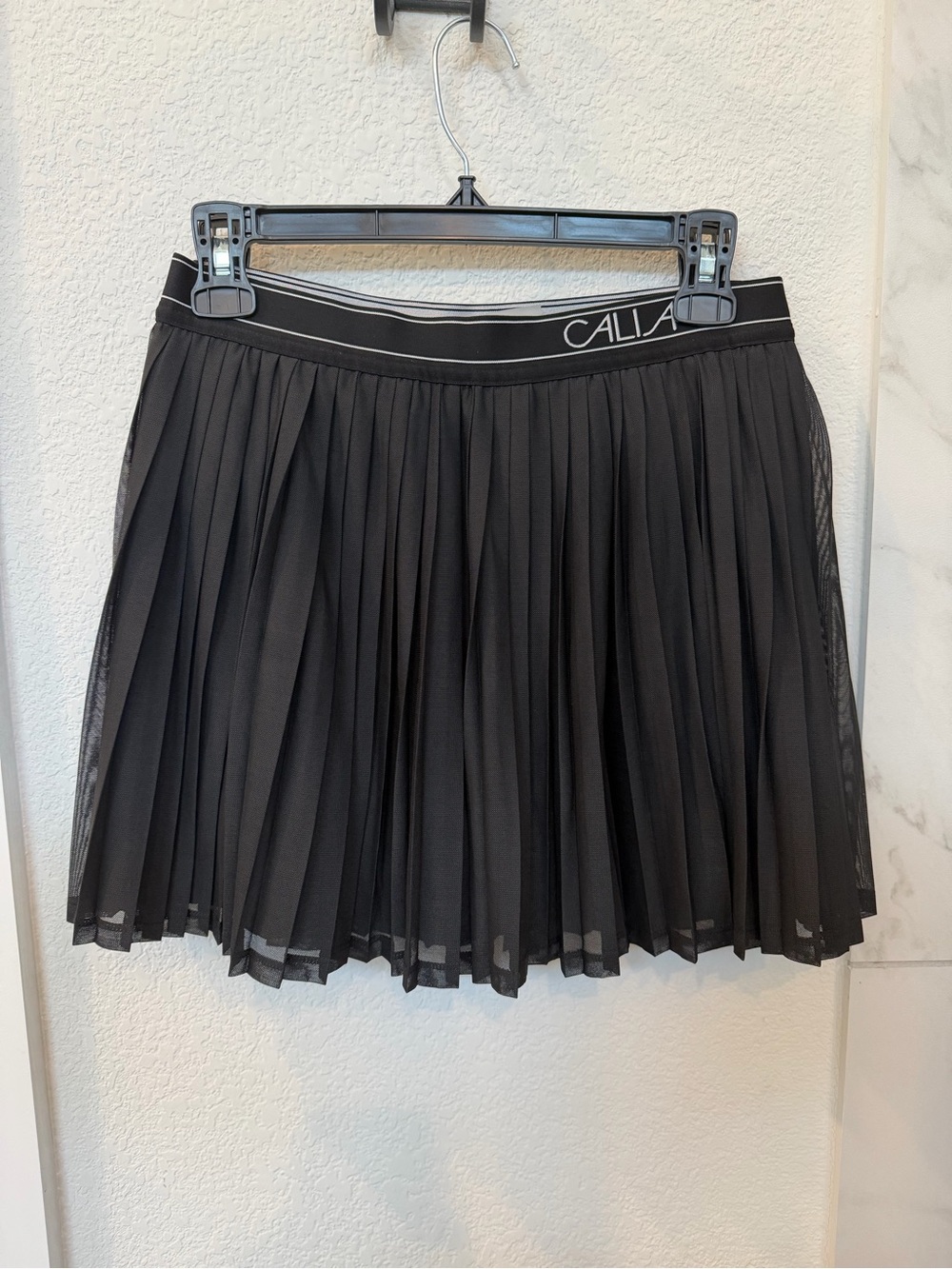 CALIA by Carrie Underwood Black Pleated Mesh Tennis Skirt